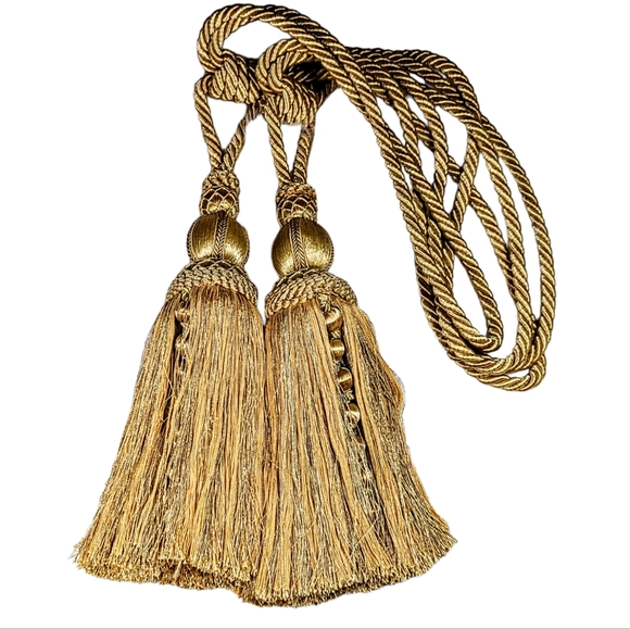Vintage Large Gold Drapery Tassels Pullbacks Set Of 2 EUC Traditional - Picture 1 of 5